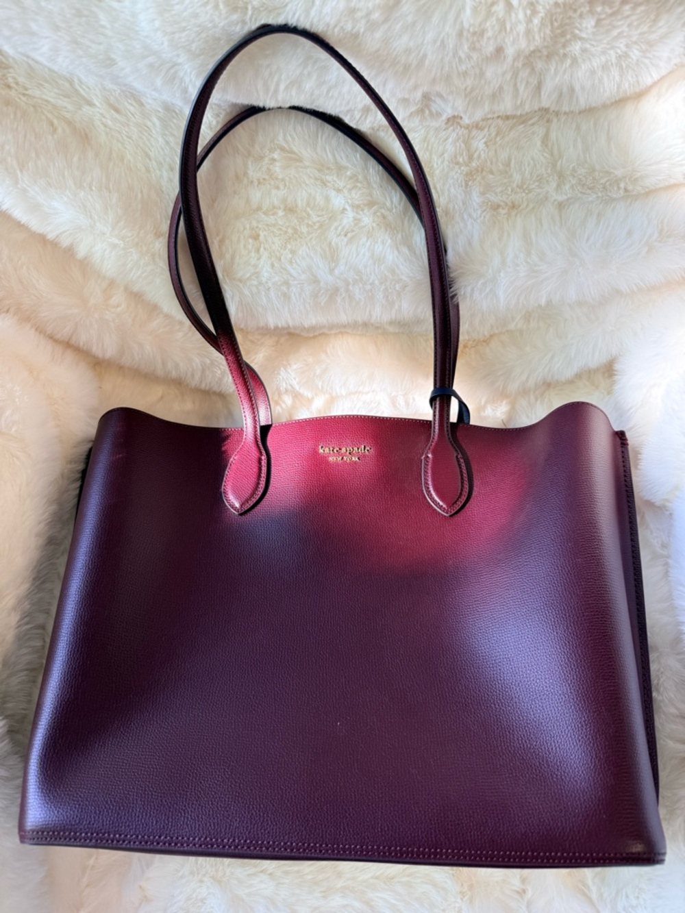 kate spade Deep Burgundy Leather Tote with Double Straps